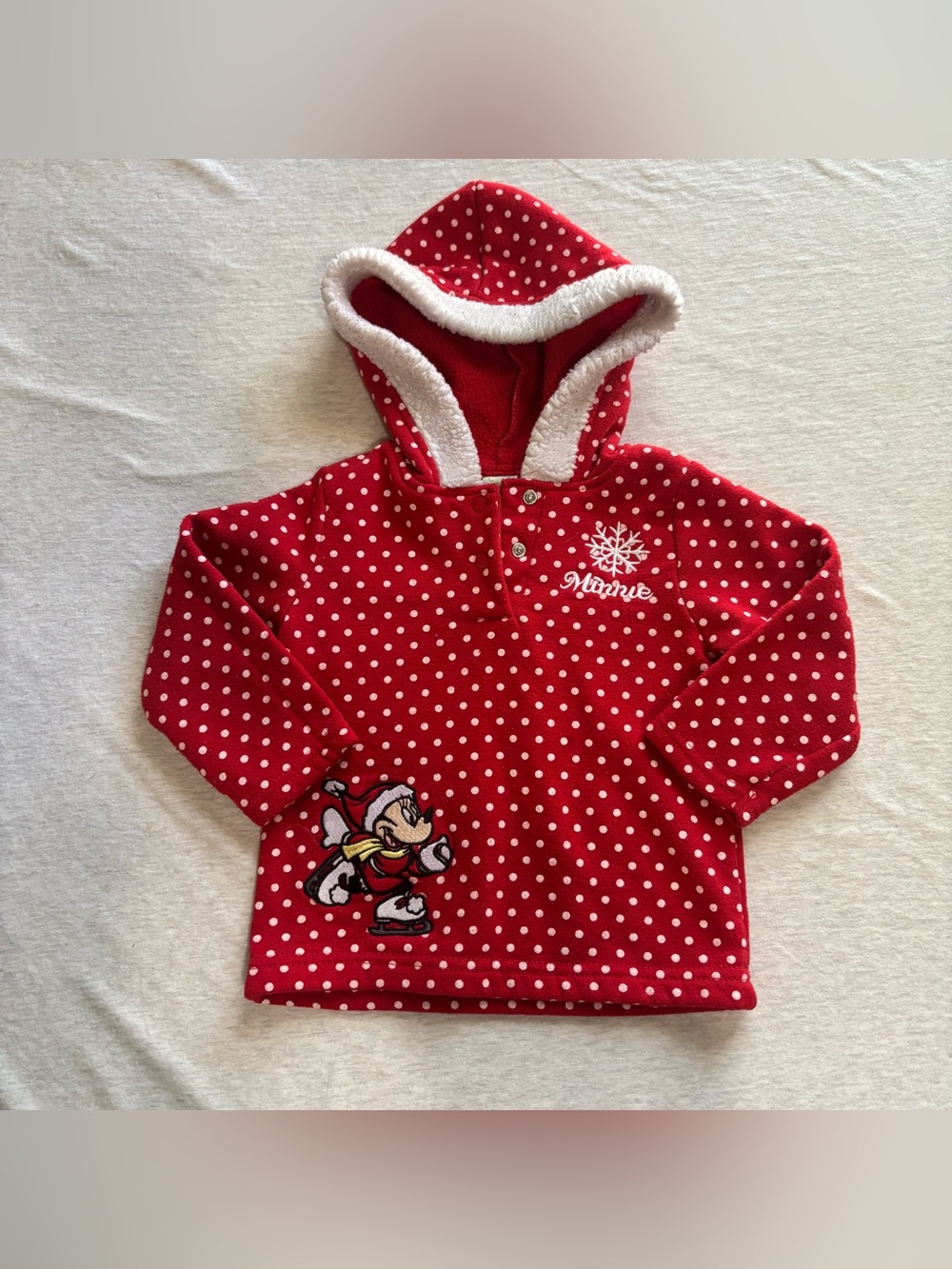 Disney Baby Minnie Mouse Red Polka Dot Sherpa Fleece Hoodie 18M Winter